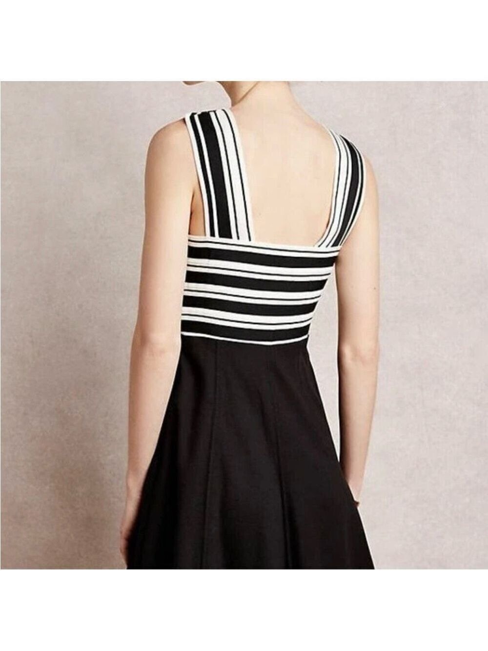Anthropologie Black White Stripe Cross Front Mini Dress Size 2 - Picture 4 of 6